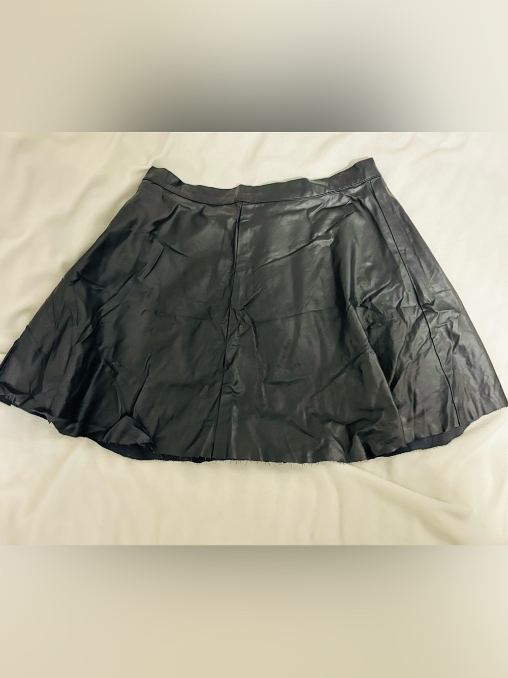 Kersh Black Faux Leather A-Line Mini Skirt
